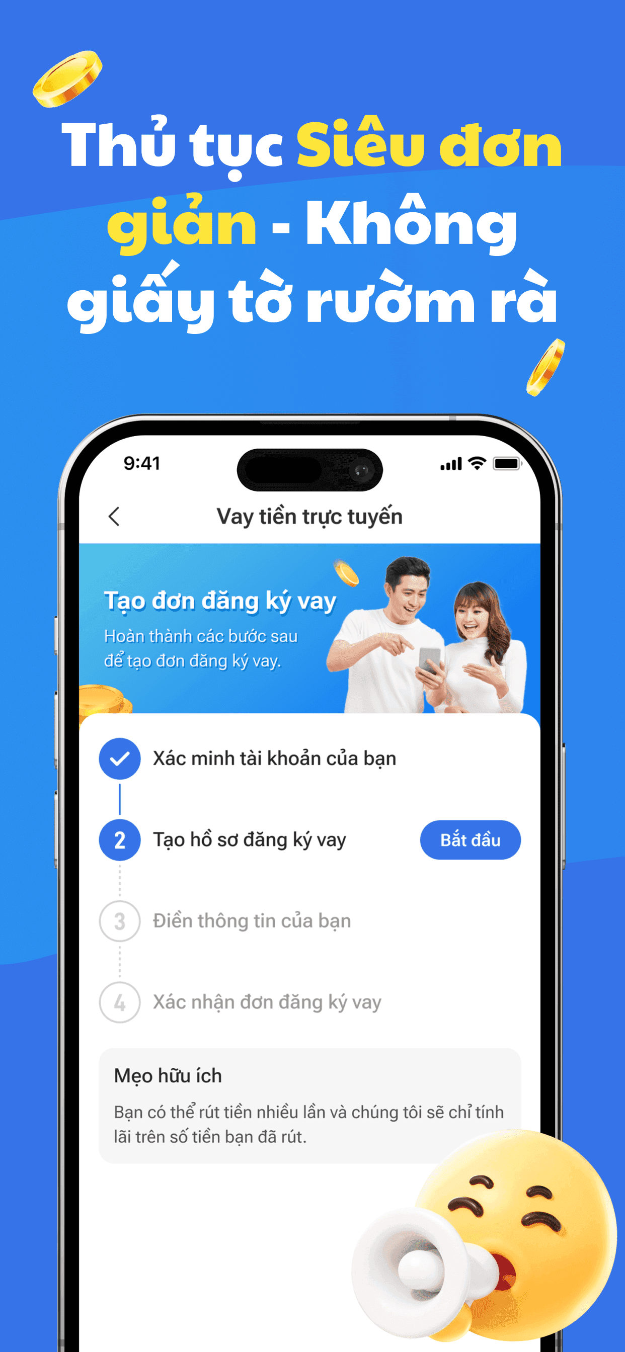 Tạo đơn đăng ký vay trực tuyến Gemcredit